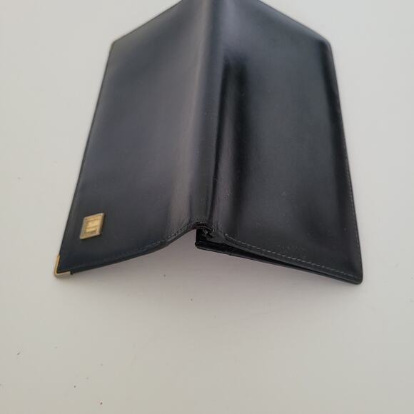 Dunhill Designer Checkbook Card Slim Bill Holder Wallet Black Bifold Leather - Picture 10 of 12